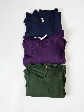 3-Pack Women's Crew Neck Tunics — midnight blue, Forest Green, purple
